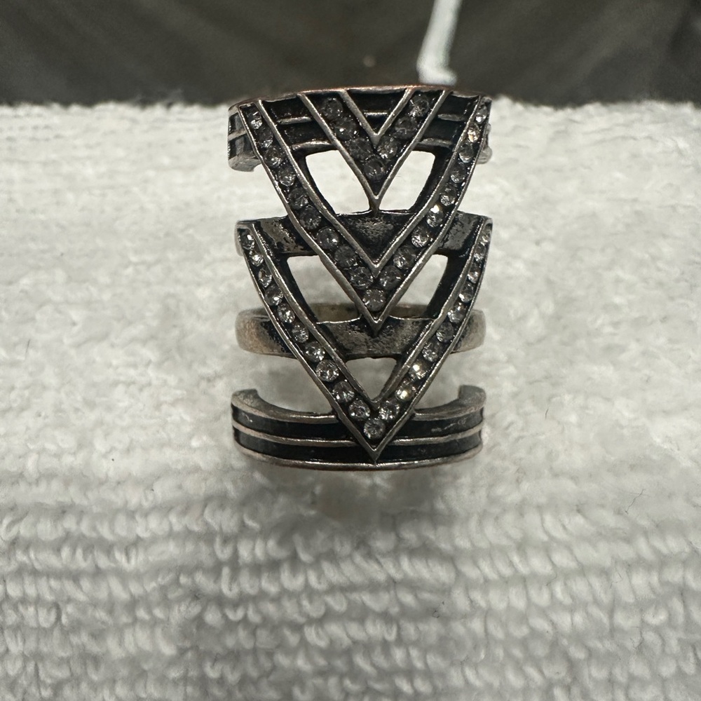 Silver Geometric Statement Ring - image 1